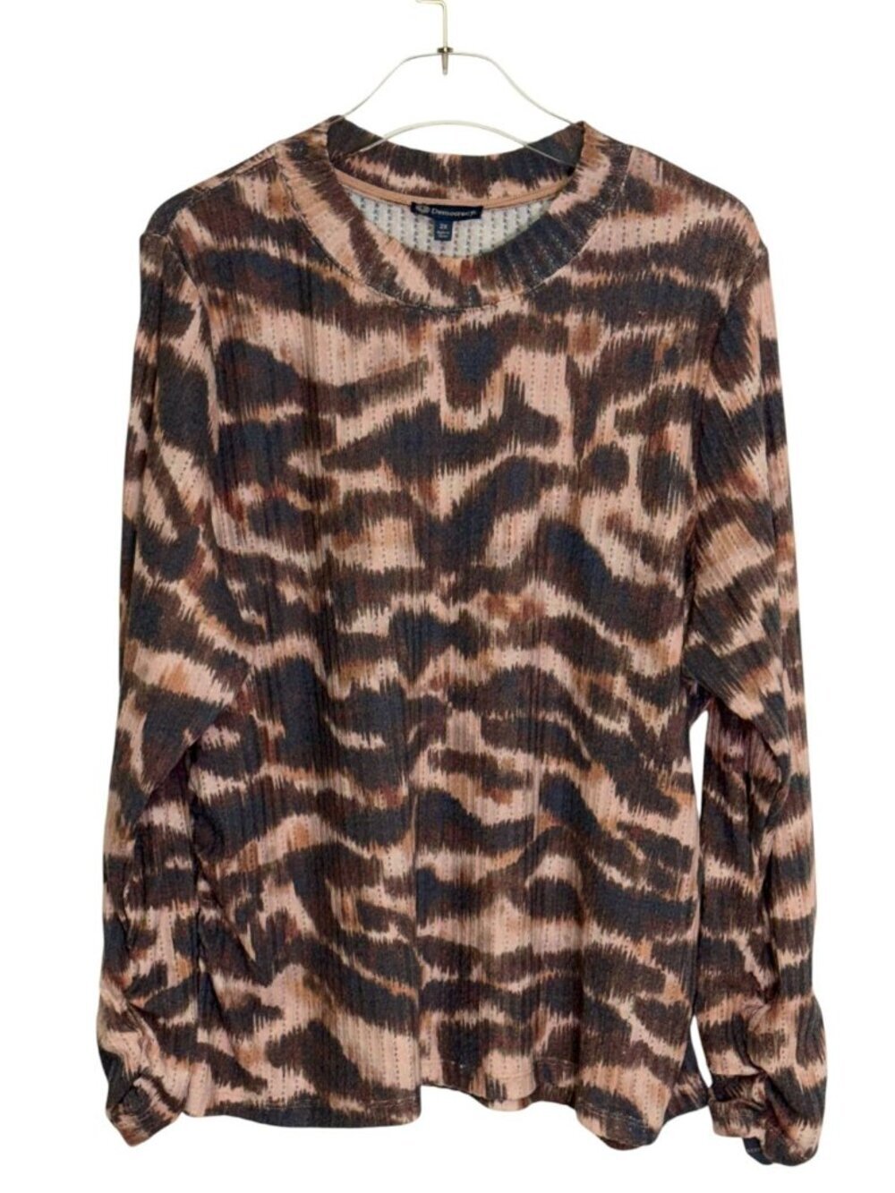 Democracy 2X Animal Print Pointelle Knit Top NWT